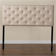 Pemberly Row Modern Fabric Tufted Queen Panel Headboard in Light Beige