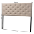 Pemberly Row Modern Fabric Tufted Queen Panel Headboard in Light Beige