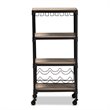 Pemberly Row Wood Mobile Kitchen Bar Cart in Black Metal Oak
