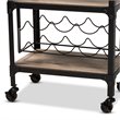 Pemberly Row Wood Mobile Kitchen Bar Cart in Black Metal Oak