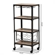 Pemberly Row Wood Mobile Kitchen Bar Cart in Black Metal Oak