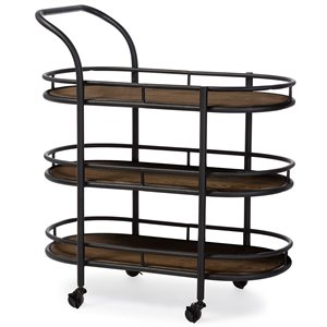 pemberly row bar cart in brown and antique black
