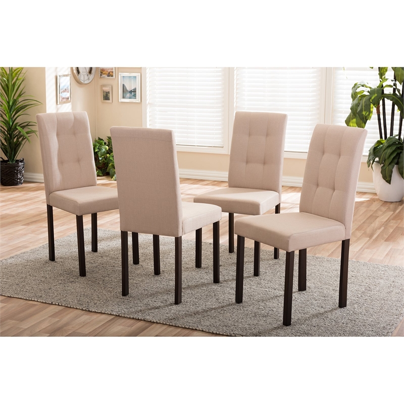 Pemberly Row 5 Piece Tufted Dining Set in Beige and Dark Brown