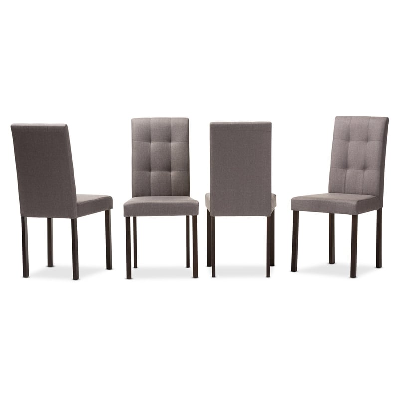 Pemberly Row 5 Piece Tufted Dining Set in Gray and Dark Brown