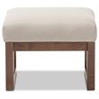 Pemberly Row Upholstered Ottoman in Light Beige and Walnut
