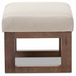 Pemberly Row Upholstered Ottoman in Light Beige and Walnut