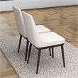 Pemberly Row 19'' Solid Wood and Fabric Dining Chair in Beige/Walnut (Set of 2)