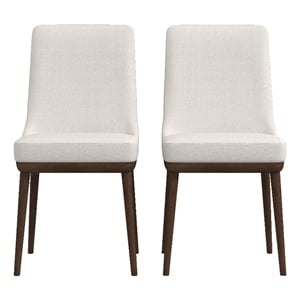 Pemberley Row Solid Wood and Fabric Beige/Walnut Dining Chair Mid Century Modern 37&quotH Unassembled