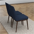 Pemberly Row 19'' Mid Century Fabric Dining Chair in Blue (Set of 2)