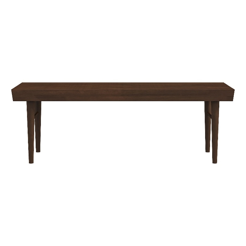 Pemberly Row Mid-Century Rectangular Solid Wood Bench in Walnut