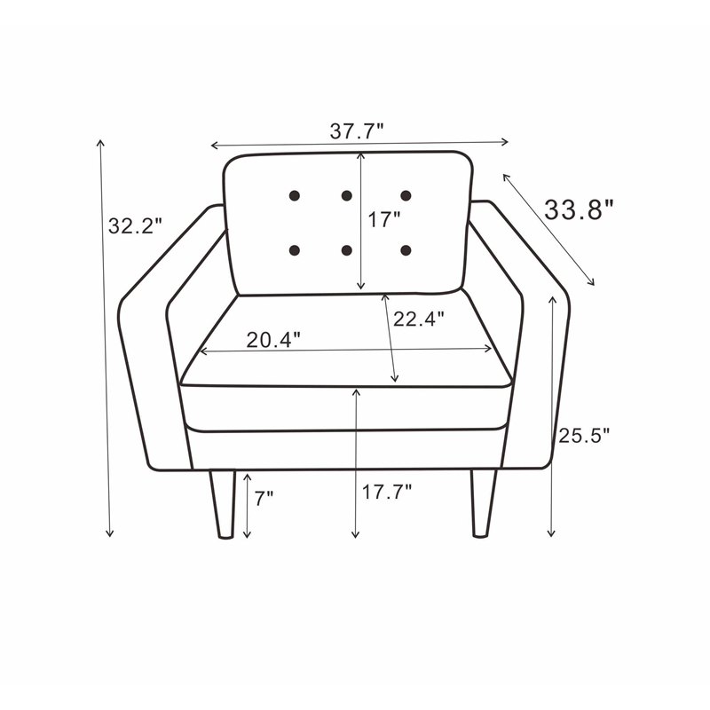 Pemberly Row Mid-Century Pillow Back Velvet Upholstered Armchair in Orange