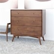 Pemberly Row Mid-Century Modern 3-Drawer Solid Wood Dresser in Brown