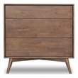Pemberly Row Mid-Century Modern 3-Drawer Solid Wood Dresser in Brown