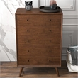 Pemberly Row Mid-Century Modern 5-Drawer Solid Wood Dresser in Brown