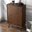 Pemberly Row Mid-Century Modern 5-Drawer Solid Wood Dresser in Brown