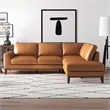 Pemberly Row L-Shaped Tight Back Right-Facing Leather Sectional in Tan