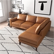 Pemberly Row L-Shaped Tight Back Right-Facing Leather Sectional in Tan