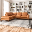 Pemberly Row L-Shaped Tight Back Leather Left-Facing Sectional in Tan