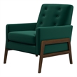 Pemberly Row Mid-Century Velvet/Wood Tight Back Lounge Chair in Green