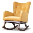 Pemberly Row Mid-Century Modern Tight Back Velvet Rocking Chair in Yellow