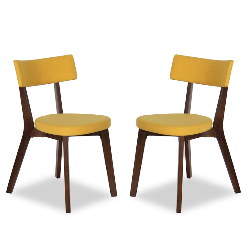 Pemberly Row Mid Century Modern Alvon Yellow Dining Chair Set Of 2 Pr 4753 2013450