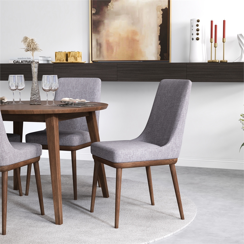 Pemberly 5-Piece Mid-CenturyDining Set with 4 Fabric Dining Chairs in Grey