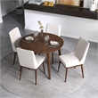 Pemberly Row 5-Piece Mid-Century Dining Set w/ 4 Fabric dining chairs in Beige