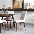 Pemberly Row 5-Piece Mid-Century Dining Set w/ 4 Fabric dining chairs in Beige