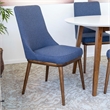 Pemberly Row Mid Century Modern White Dining Set w/4 Fabric Dining Chair in Blue