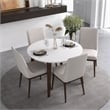Pemberly Row 5-Piece Mid-Century Dining Set with 4 Fabric Dining Chairs in Beige