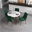 Pemberly Row 5-Piece Modern Round Dining Set w/ 4 Velvet Dining Chairs in Green