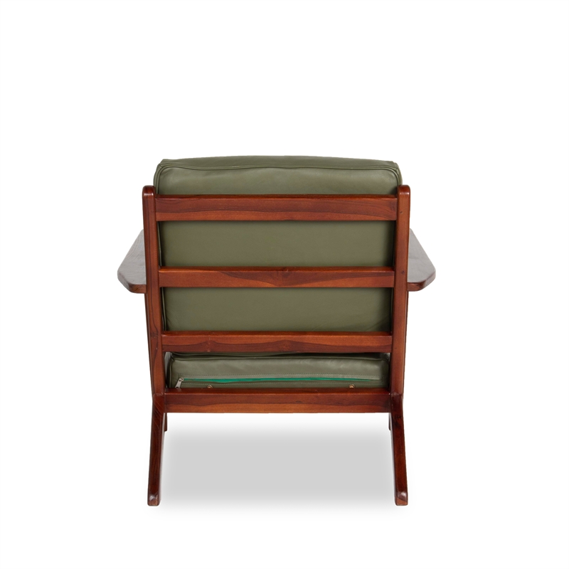 Pemberly Row Mid Century Modern Kalley Green Leather Accent Chair PR