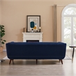 Pemberly Row Transitional Velvet Tufted Back Sofa in Blue/Walnut
