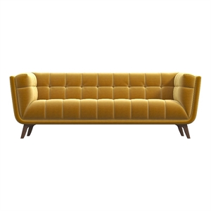 Pemberly Row Mid Century Modern Tufted Back Velvet Sofa in gold