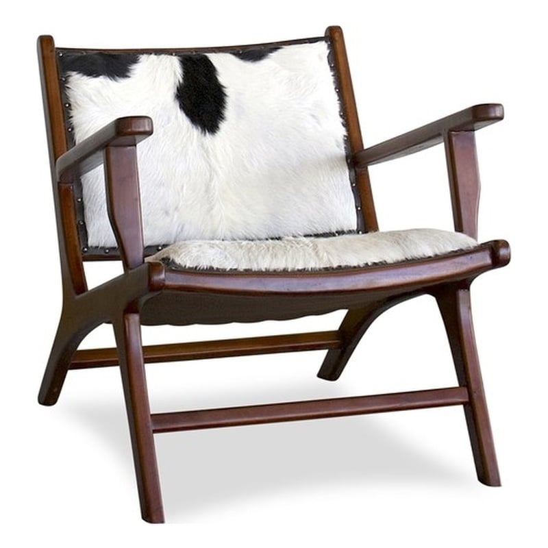 Pemberly Row Mid Century Modern Leather Arm Chair in Tan