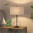 Pemberly Row Modern Farmhouse Brushed Brass Table Lamp with Seeded Glass Shade