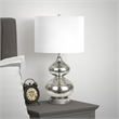 Pemberly Row Mercury Glass Double Gourd Table Lamp with Linen Fabric Shade