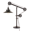 Pemberly Row Black and Bronze Metal Wide Brim Pulley Table Lamp