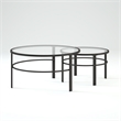 Pemberly Row 2 Piece Nested Metal & Glass Coffee Table in Black and Bronze