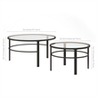 Pemberly Row 2 Piece Nested Metal & Glass Coffee Table in Black and Bronze