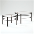Pemberly Row 2 Piece Nested Metal & Glass Coffee Table in Black and Bronze