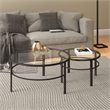 Pemberly Row 2 Piece Nested Metal & Glass Coffee Table in Black and Bronze