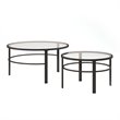 Pemberly Row 2 Piece Nested Metal & Glass Coffee Table in Black and Bronze