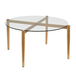 Pemberly Row 17&quot Metal Mid-Century Modern Brass and Gold Finish Coffee Table