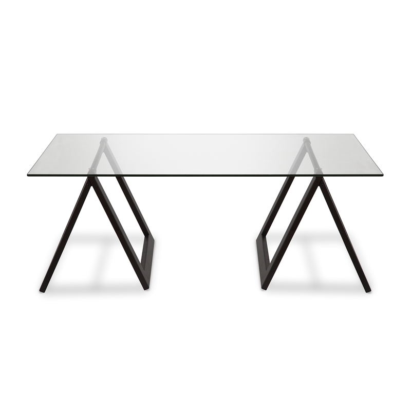 Pemberly Row Metal Black and Bronze Sawhorse legged Coffee Table