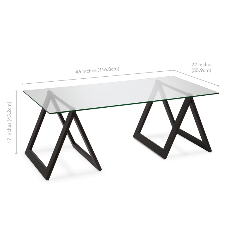 Pemberly Row Metal Black and Bronze Sawhorse legged Coffee Table