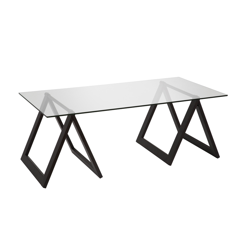 Pemberly Row Metal Black and Bronze Sawhorse legged Coffee Table