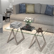 Pemberly Row Metal Nickel and Gray Sawhorse Legged Coffee Table