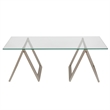 Pemberly Row Metal Nickel and Gray Sawhorse Legged Coffee Table