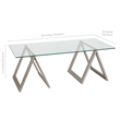 Pemberly Row Metal Nickel and Gray Sawhorse Legged Coffee Table